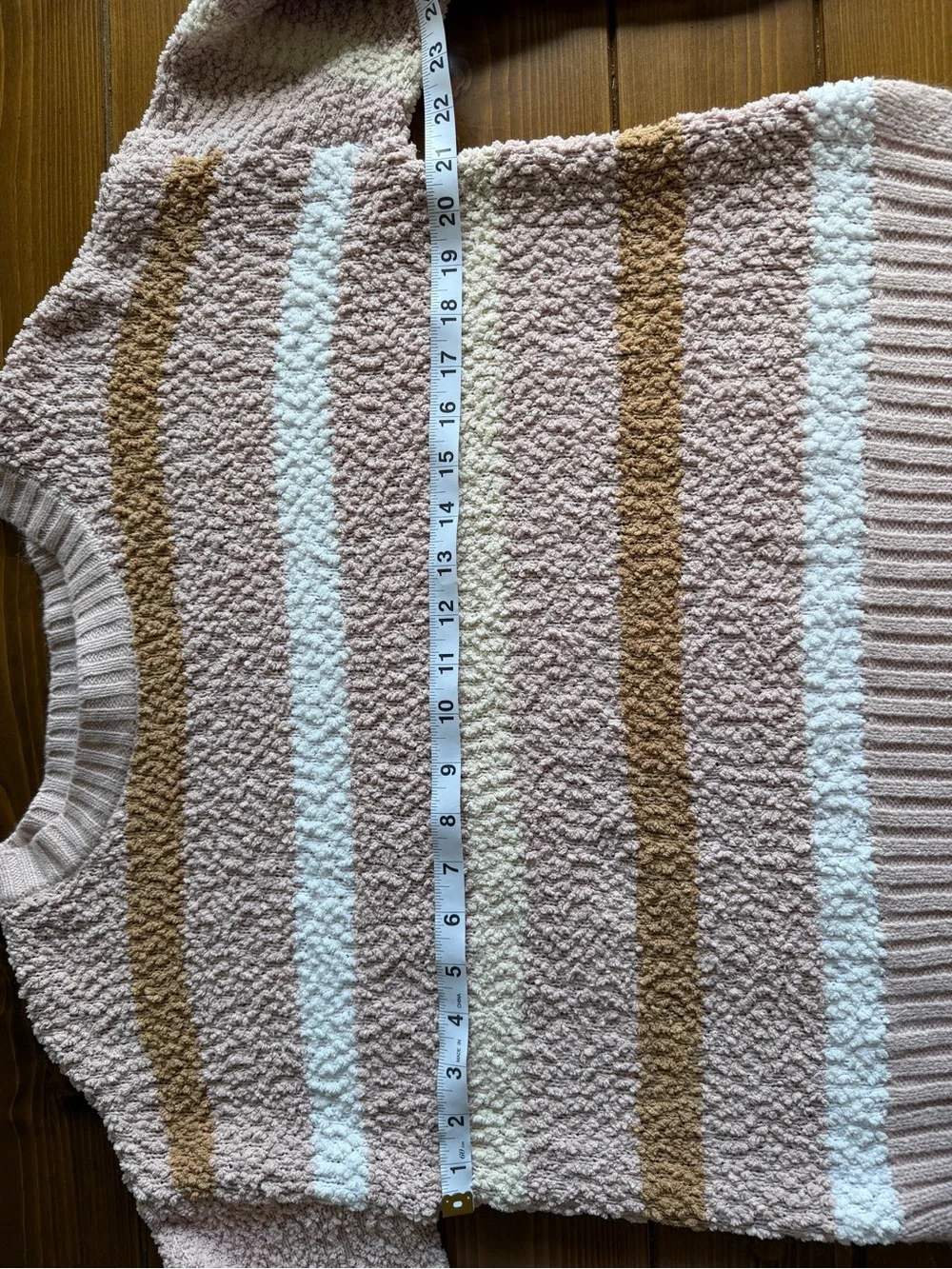 I.N. San Francisco Pastel Striped Textured Boucle Knit Sweater - Size M